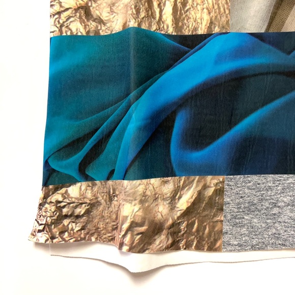 Zara Scuba Neoprene Graphic Print Top Sleeveless Mock Neck Small Colorful - Picture 6 of 10